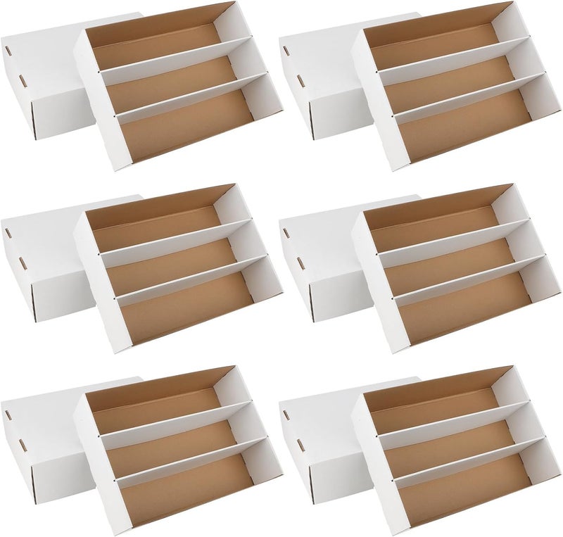 HIMOMO 6 Pack Trading Card Storage Box, 2340 Count White Sports Card Organizer for Storing, Protecting and Organizing Soccer, Basketball Game Cards - Image 1